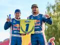 Finke Champions: Toby Price (right) and Jason Duncan won the 2022 Finke Desert Race in record time.