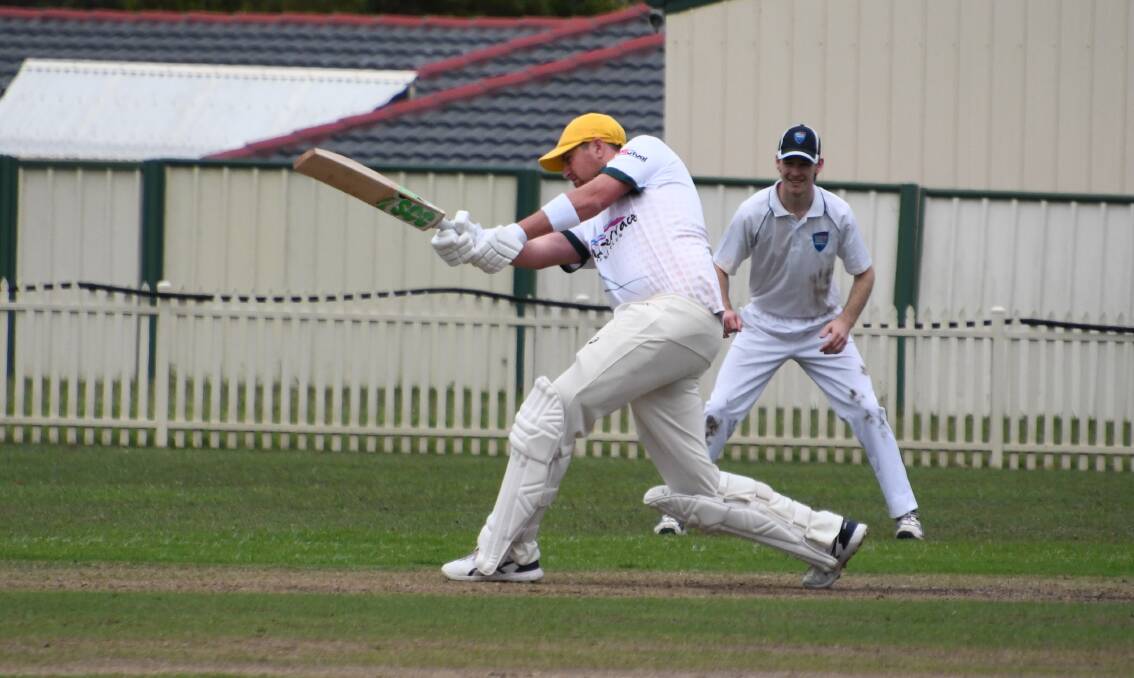 Raymond Terrace skipper Dan Upward (pictured earlier this season) scored 39 against Thornton his sides first win of the season. Picture by Michael Hartshorn