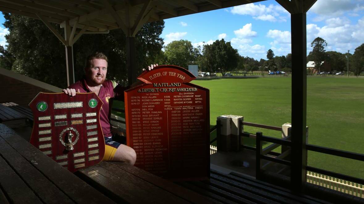Later day Maitland cricketing star Matt Trappel sits in the Mick Hinman Grand Stand at Robins Oval.