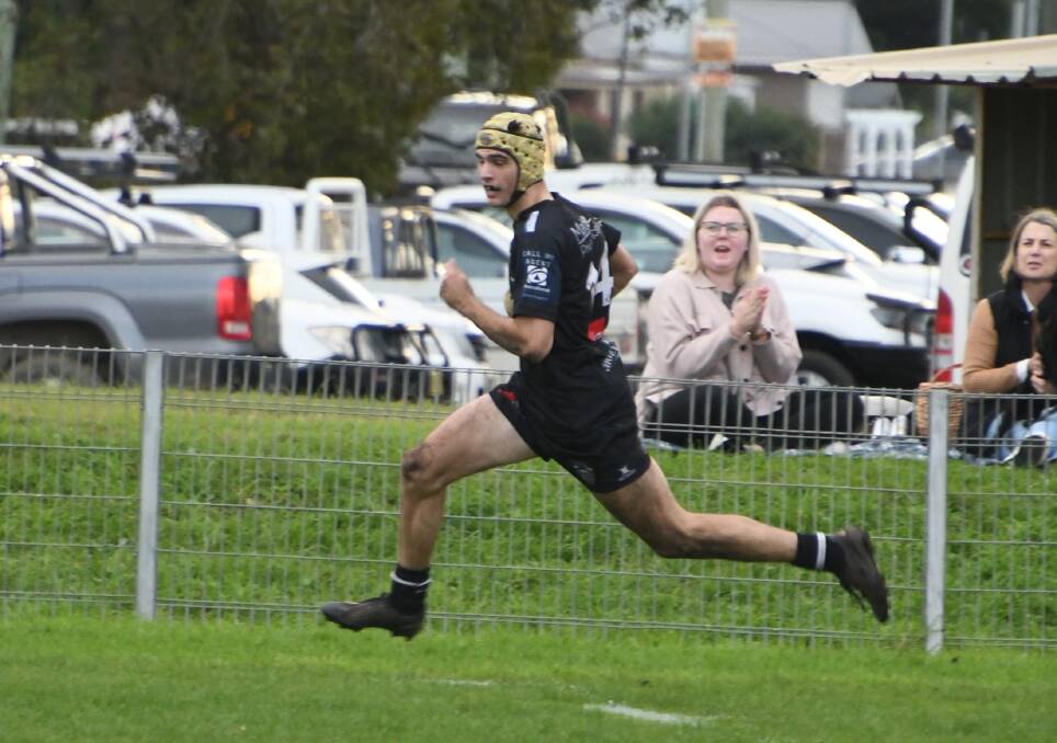 Double: Riley Woods ran in the Maitland Blacks two tries in a strong performance.