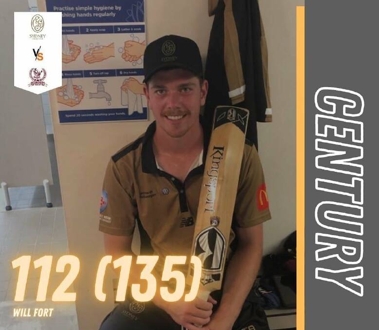 Will Fort scored a century for his new club Sydney in the Poidevin Gray Shield on Sunday.