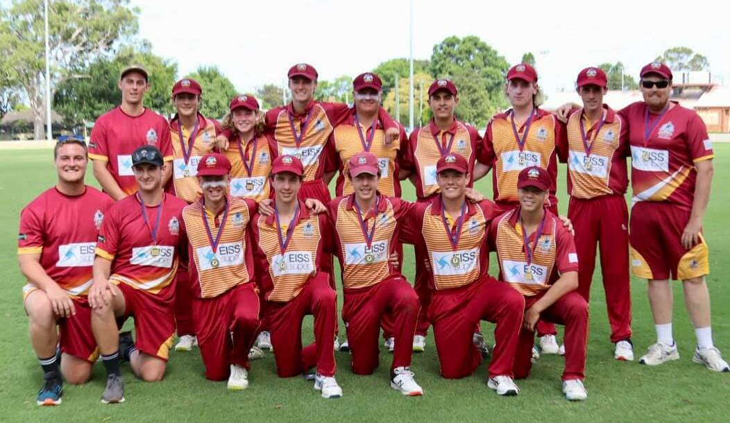 CHAMPS: Maitland Gold celebrate after winning the U-17 Col Dent Shield grand final from Maitland Maroon.