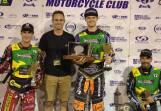 
Round four winner Brady Kurtz (centre) with second-place Max Fricke (left) and Rohan Tungate (right) third. Picture supplied.
