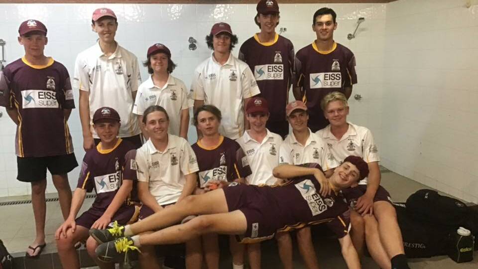 CELEBRATIUN: Maitland under-16s celebrate their thrilling win against Newcastle in the IDCA representative cricket competition. Picture: Supplied.