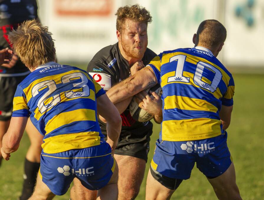 TOUGH: Maitland Blacks inside centre Pat Robards is learning the game quickly after his move to union from the Pickers. Picture: Stewart Hazell