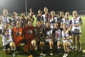 Maitland FC celebrate after winning the NNSWF Charity Shield on Friday nigh. Picture supplied.