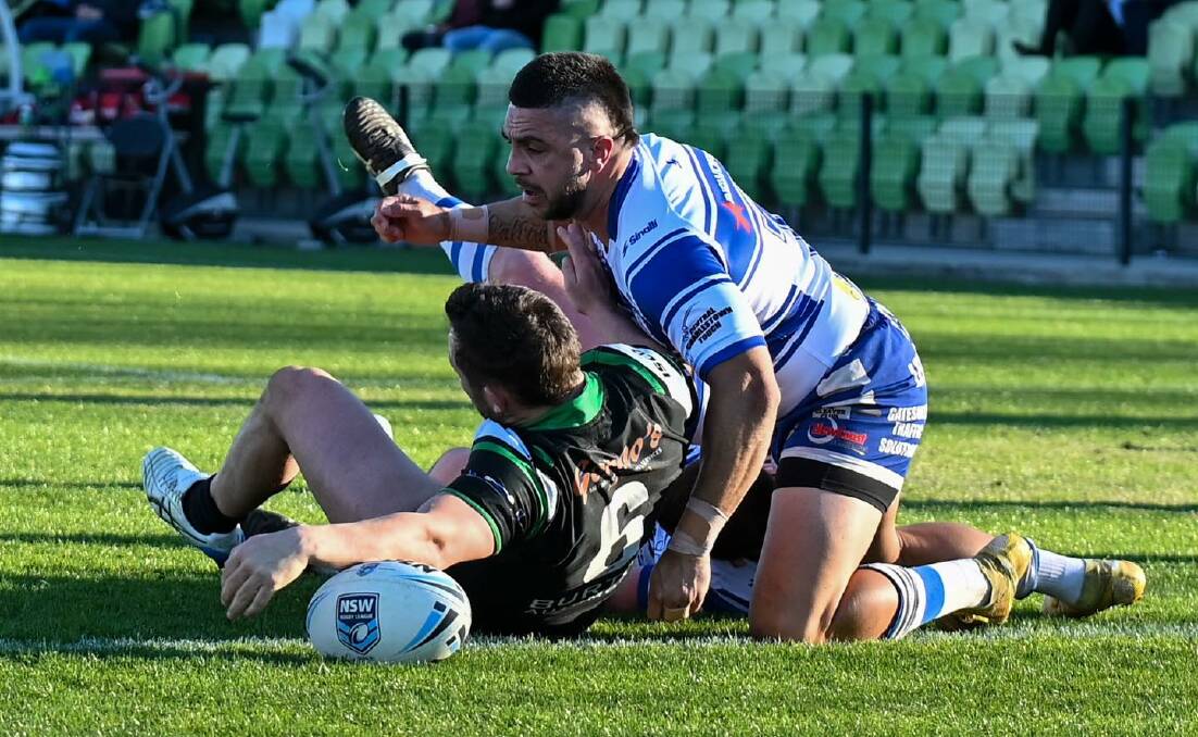 CELEBRATION: New dad Chad O'Donnell scores a try in Maitland's 34-0 win against Central Newcastle. the victory delivered the minor premiership to the Pickers. Picture: Smart Artist