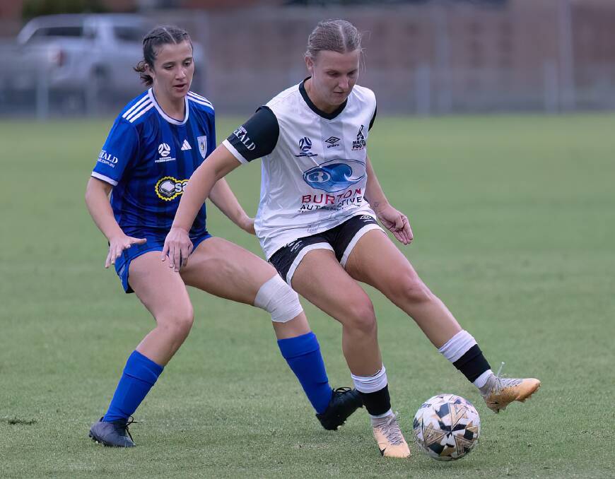 Maitland's Bronte Peel scored a double in the Magpies 6-0 League Cup win against Newcastle Olympic. Picture by Graham Sports Photography