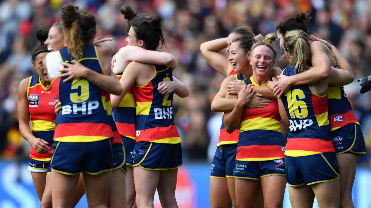 TYPICAL: The Adelaide Crows women's AFL team, typical of the surge of numbers in women's contact sport.