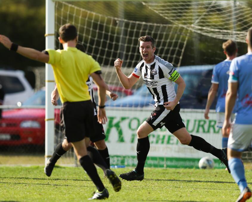 CELEBRATION: Nathan Morris scored from the penalty spot in Weston's 2-all trial match draw against Valentine on Sunday.