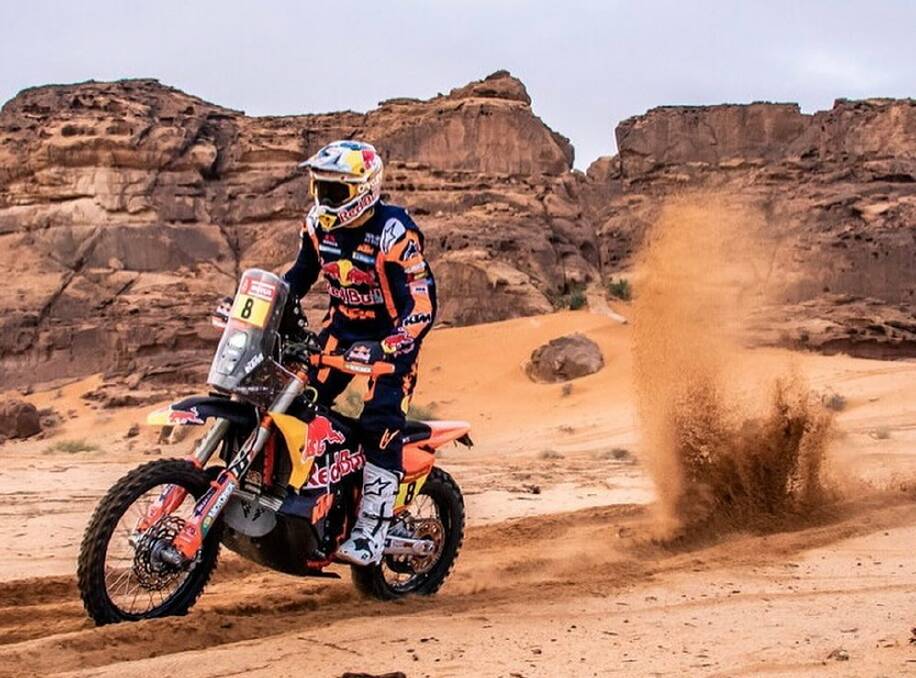 Toby Price climbed to fifth overall after finishing fourth on Stage 4 of the 2023 Dakar Rally. Picture courtesy of Dakar Rally.