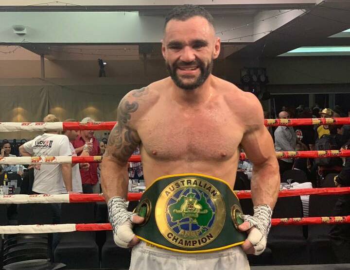 CHAMPION: Adrian Rodriguez after claiming the Australian Super Welterweight title.