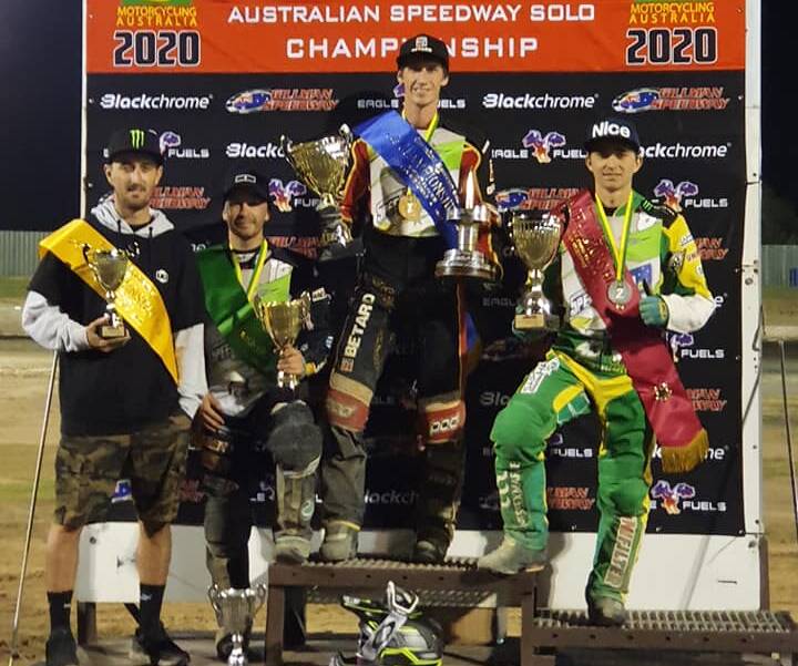 CHAMPIONSHIP: The final standings in the Australian championship saw Chris Holder (fourth), Rohan Tungate (third), Max Fricke (second) and Jack Holder (second).