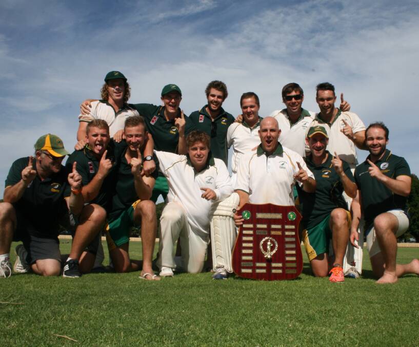 CHAMPIONS: Western Suburbs players celebrate the 2015-16 first grade premiership. 