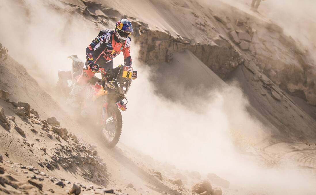 FEELING GOOD: Hunter rider Toby Price is in sixth place after stage five of the Dakar Rally.