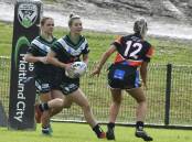 POINTS MACHINE: Maitland and the competition's leading try and point scorer Estelle Hughes takes the ball up against Kotara last Saturday. Picture: Amanda Hafey