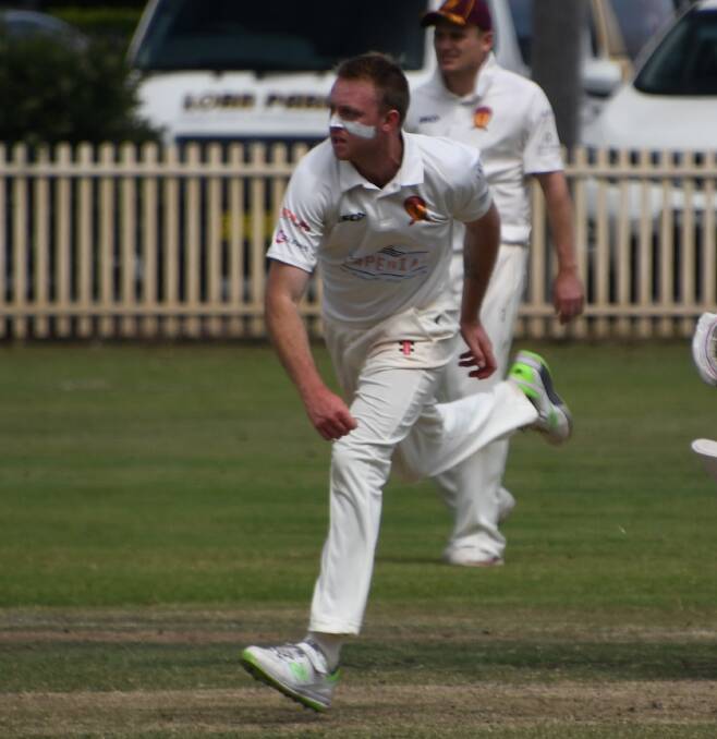 MARATHON EFFORT: City United paceman Tim Baker claimed 6-36 in a 16-over bowling stint against Raymond Terrace at Robins Oval.
