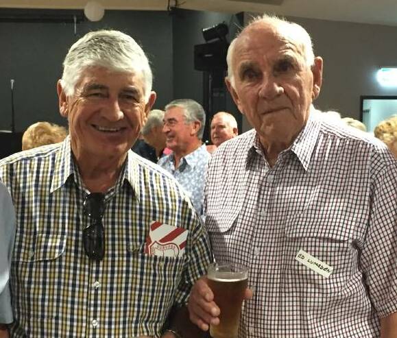 John Kin and Eddie Lumsden together in 2015 at the West Maitland Rugby League Club reunion.