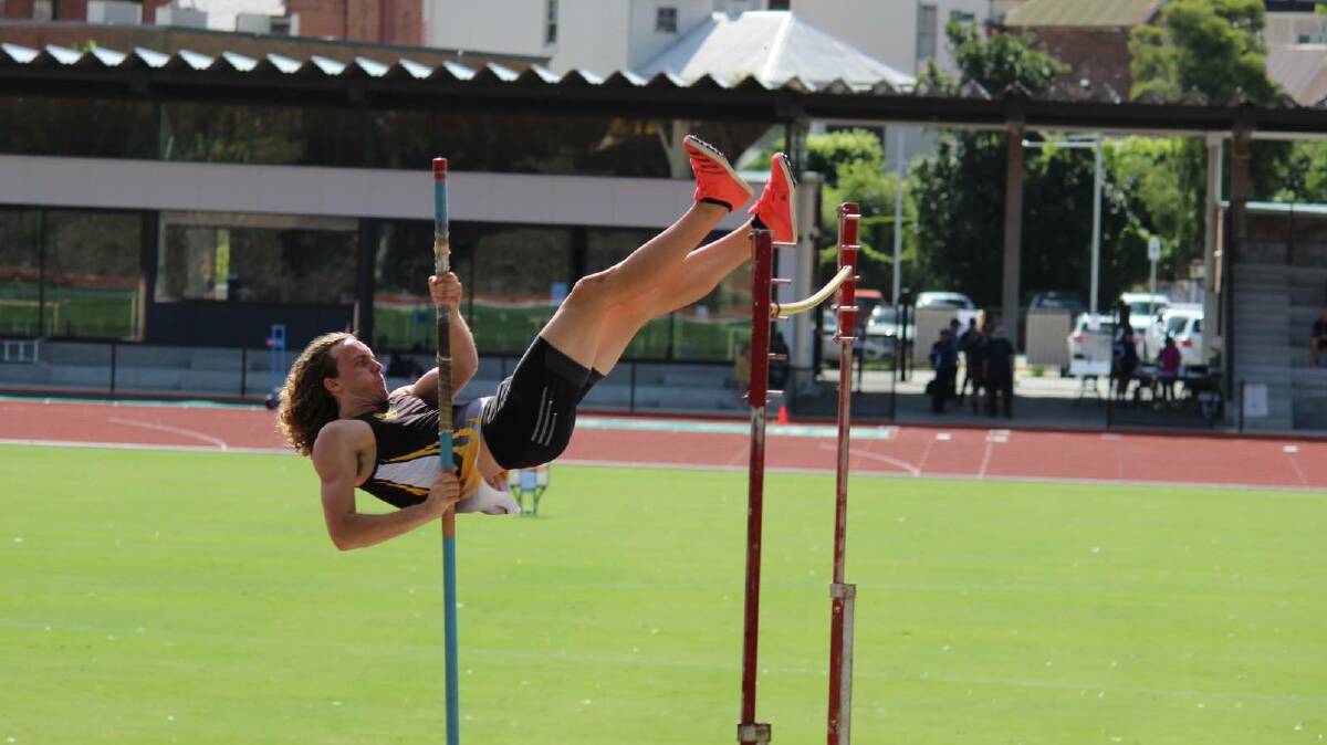 Cessnock's Ben James competing in the pole vault. Picture: Athletics NSW