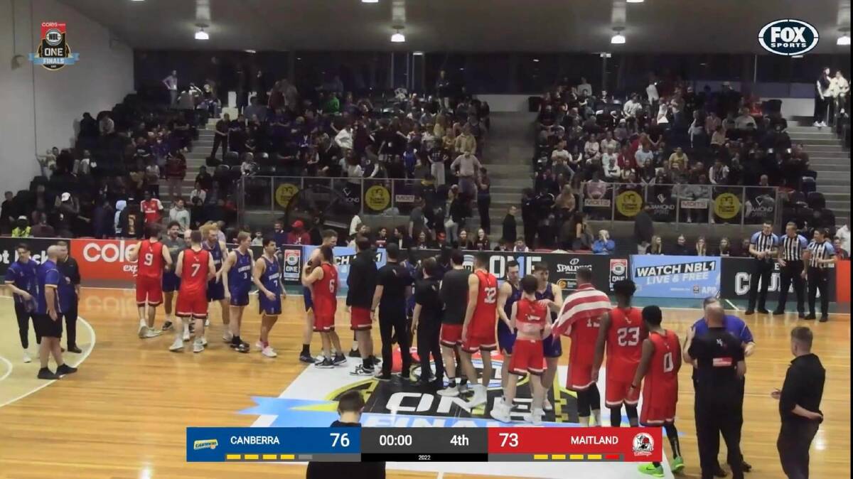 The Canberra Gunners defeated Maitland 76-73 in the NBL1 East grand final. Picture screenshot from livestream.