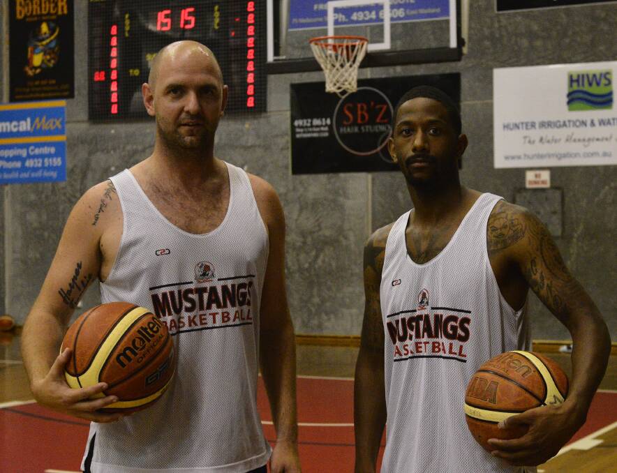 ON HOLD: Maitland Mustangs coach Luke Boyle and skipper Terrell Turner will have to wait until at least June before there is any chance the club can return to the court.