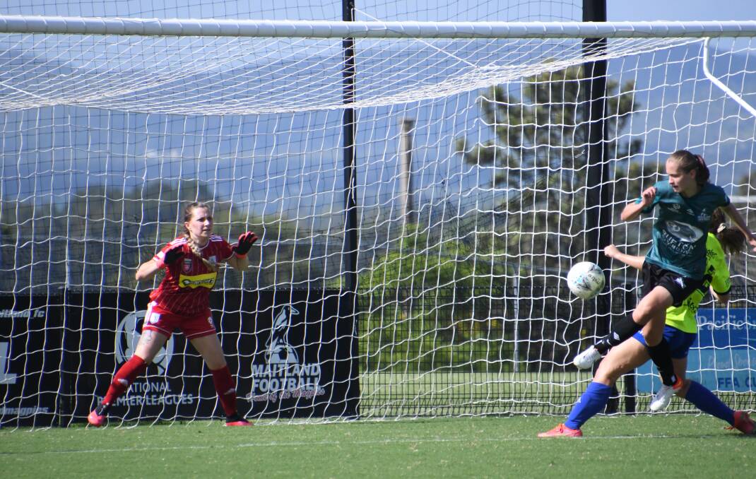 ATTACKING: Chelsea Greguric found the back of the net in trial games for the Magpies. Picture: Michael Hartshorn