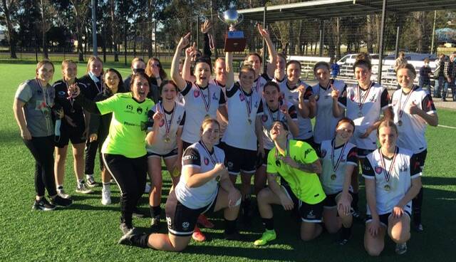 CUP WINNERS: The Maitland Magpies celebrate after winning the Women's State Cup final. Picture: Supplied.