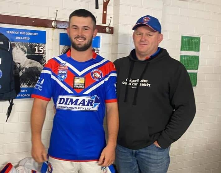 Brodie Linnane with his dad Danny, a member of the Bulldogs three-peat in 1993, '94 and '95, before making his first grade debut last season.