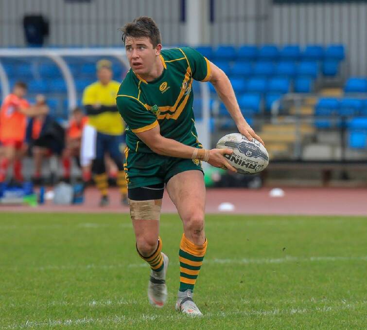 YOUNG GUN: Jock Madden in action against the Lancashire Academy team on the Australian Schoolboy Rugby League team's tour of the UK.