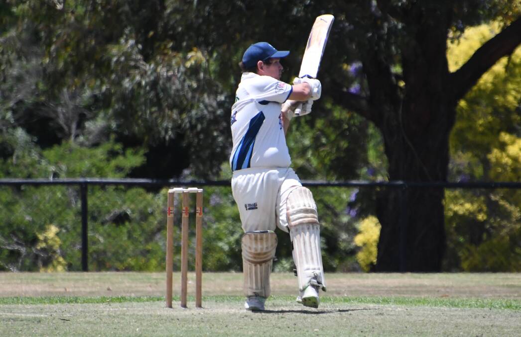 Warriors opener Tyler Power made 30 as the Warriors piled on 2/180 to take a first innings lead against City United on Saturday. Picture by Michael Hartshorn