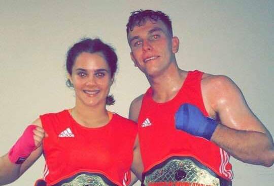 YOUNG CHAMPS: Maitland boxters Teal Callagher and Willem Clarke returned from Tweed Heads with championship belts.