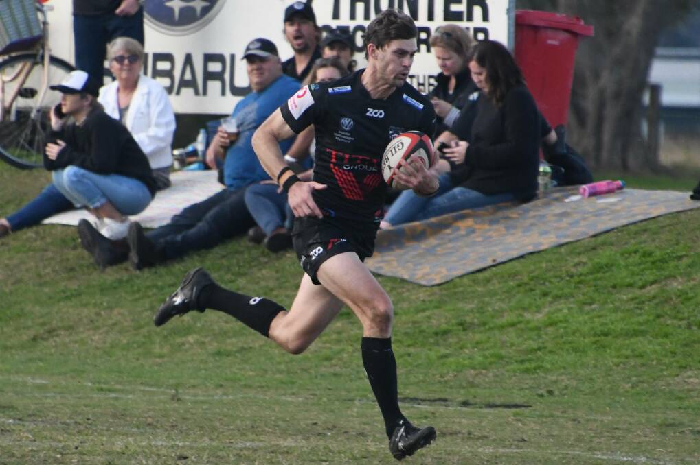 DOUBLE: Dale Clacherty ran in a double for the Maitland Blacks. Picture: Michael Hartshorn
