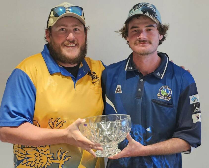 Haydn Bojkowski and Joshua Walker-Davis with the Terry Harmer Memorial Pairs Trophy. Picture supplied.