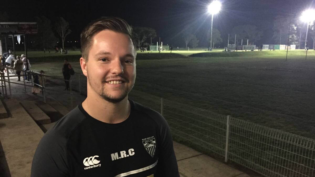 CONVERSION: Maitland Blacks recruit Reece Chappel lines up in first grade after just nine games of rugby union. Picture: Michael Hartshorn