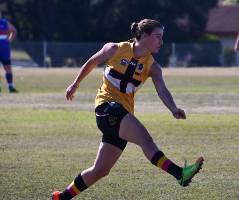 Anna Fraser was the Maitland Saints best in a 29-point win against Warners Bay which booked the Saints a spot in the finals. Picture: Michael Hartshorn