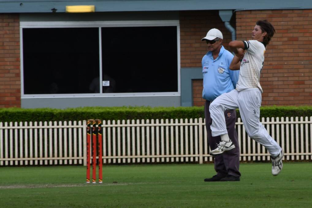 Raymond Terrace pace bowler Jayden Newson took 3-20 against Northern Suburbs at Lorn Park on Saturday, February 10, 2024. Picture by Michael Hartshorn