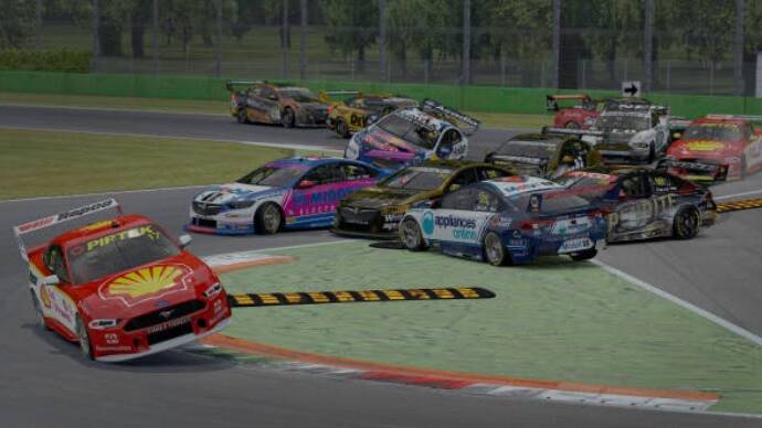 No injuries but a chaotic panel-crunching start to race three of the Supercars Eseries at the Monza circuit in Italy.