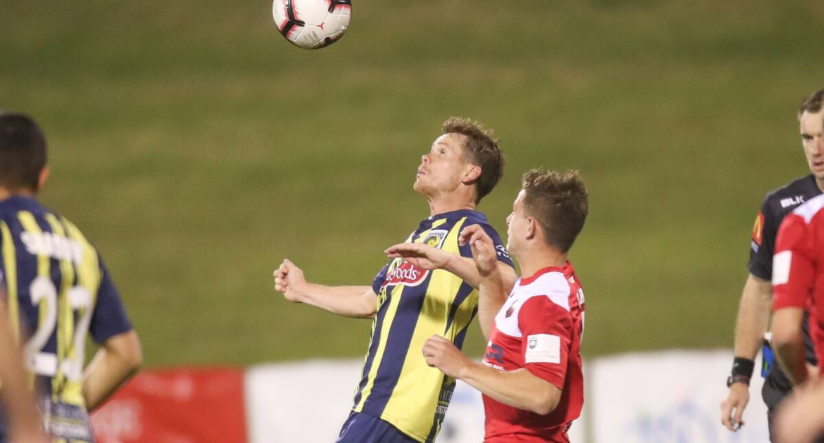 STAR SIGNING: New Weston Bears signing Michael McGlinchey pictured playing for Central Coast Mariners against Wollongong Wolves.