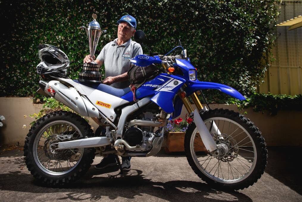 Brian Rooney, 87, won Cessnock Motorcycle Club's 2022 Trenholme Trial on his Yamaha WR 250. Picture by Marina Neil.