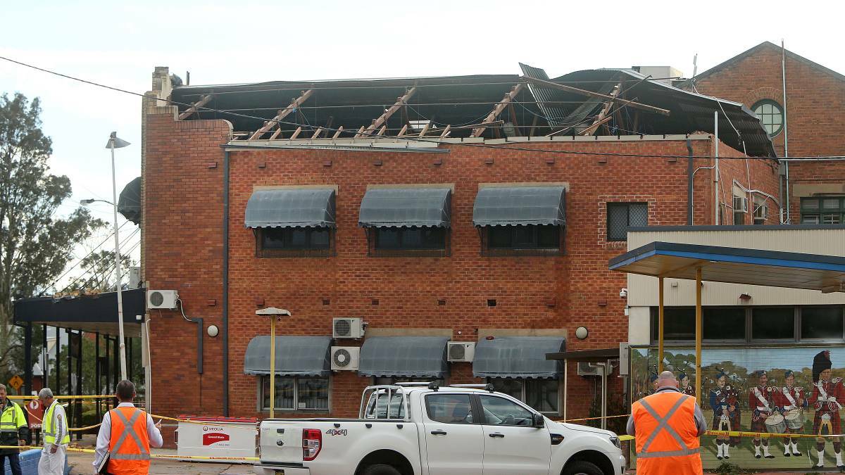 ROUGH DAY: Kurri Kurri Community Centre was also severely damaged in the storm on November 6, 2017. Picture: Marina Neil