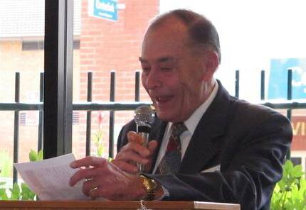 VARIOUS ROLES: Stan Neilly speaks at Cessnock Community Transport's 25th anniversary luncheon in 2008. Mr Neilly was chairman of the organisation at the time.