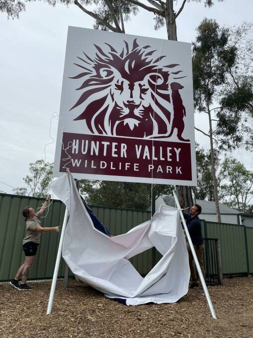 NEW NAME: The Hunter Valley Wildlife Park sign is unveiled on Friday. Picture: Krystal Sellars