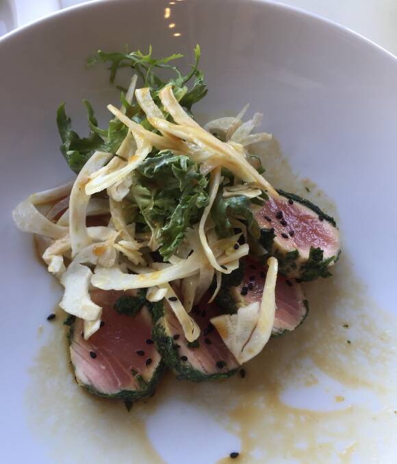 TASTY: Seared yellow fin tuna and fennel salad. Picture: Judith Whitfield