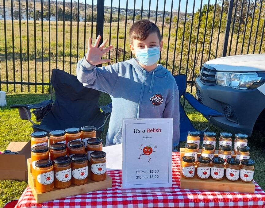 AMBITIOUS: Dylan Jones, 11, of Thornton at his first market stall last Sunday. 