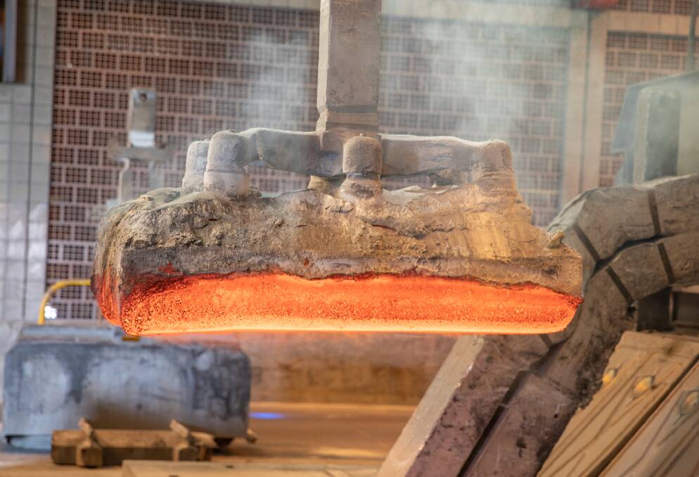 RED HOT: A scene from inside the smelter yesterday. 