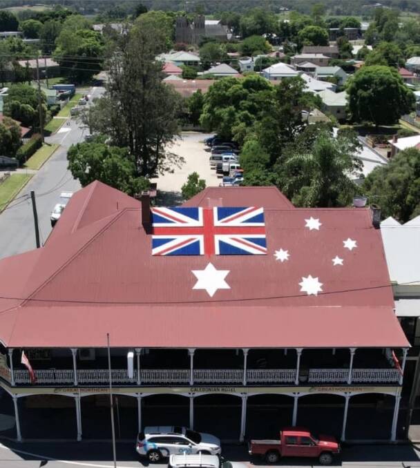 COUNCIL COMPLAINT: The Caledonian's latest run-in with authority is over this flag, which Singleton Council says is unauthorised, and breaches heritage requirements.
