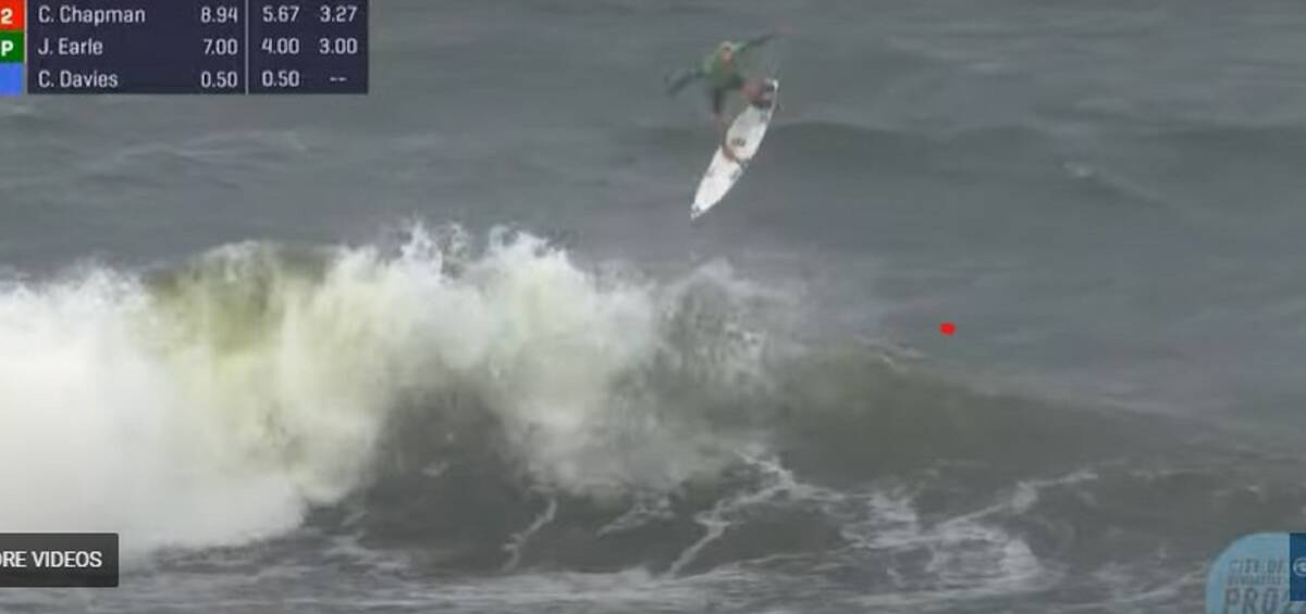 HE MADE IT: Jarvis Earle on the way down to a 9.10. Picture: WSL video