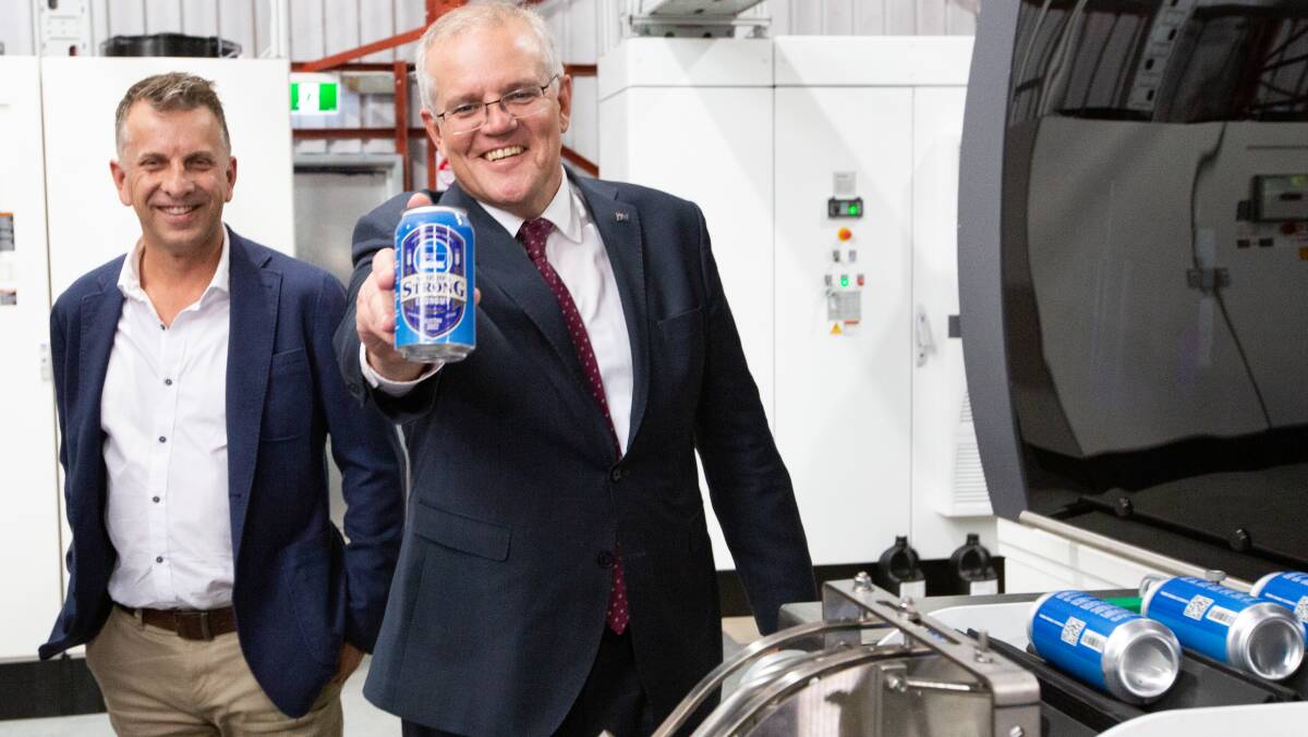 Prime Minister Scott Morrison visiting East Coast Canning in Culburra. Picture: James Croucher