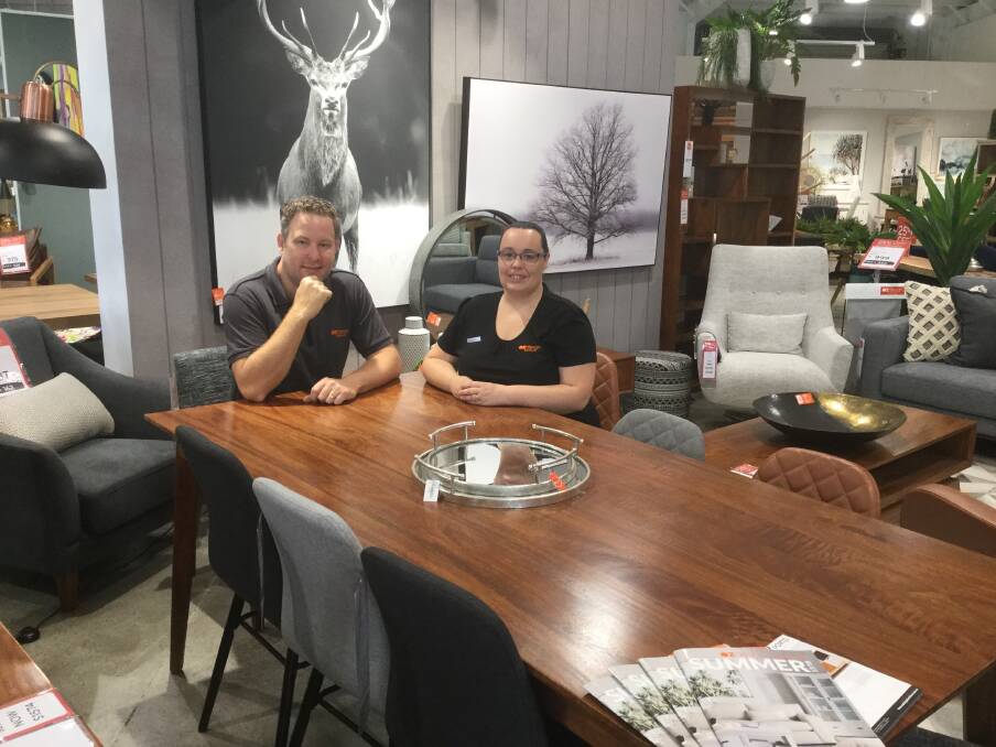 SEEING IS BELIEVING: Store manager Jase and assistant manager Emma in one of the inspiring room settings available to view in store at Prime West Centre Rutherford.