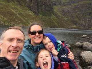 WORLD: Paul Crowe and Nina Sainsbury with kids Orla and Cian hiking in County Waterford.
